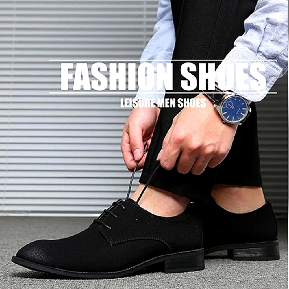 New w/Box Unbranded Men's Black Faux Suede Lace-Up Dress Oxfords Size EU 48